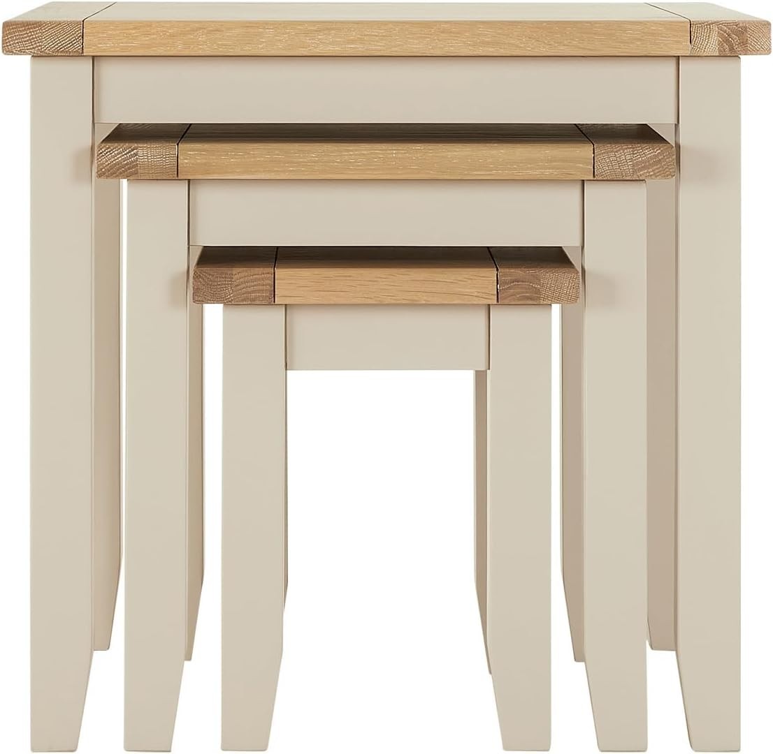 Space Saving Dove Grey Nesting Tables Wood Shaker Style Coffee Side Set