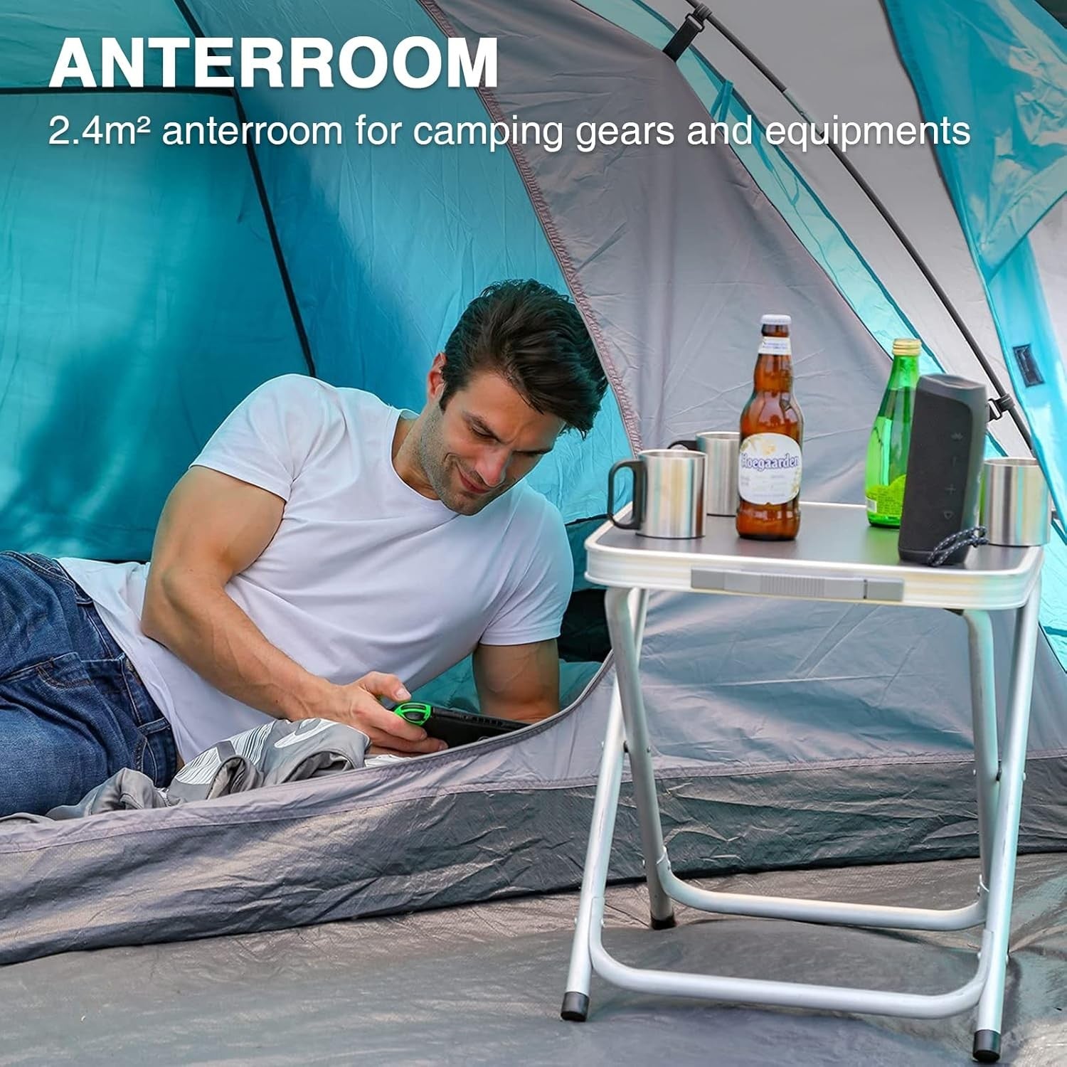 Portal 3-4 Person Family Camping Tent with Porch Waterproof Dome