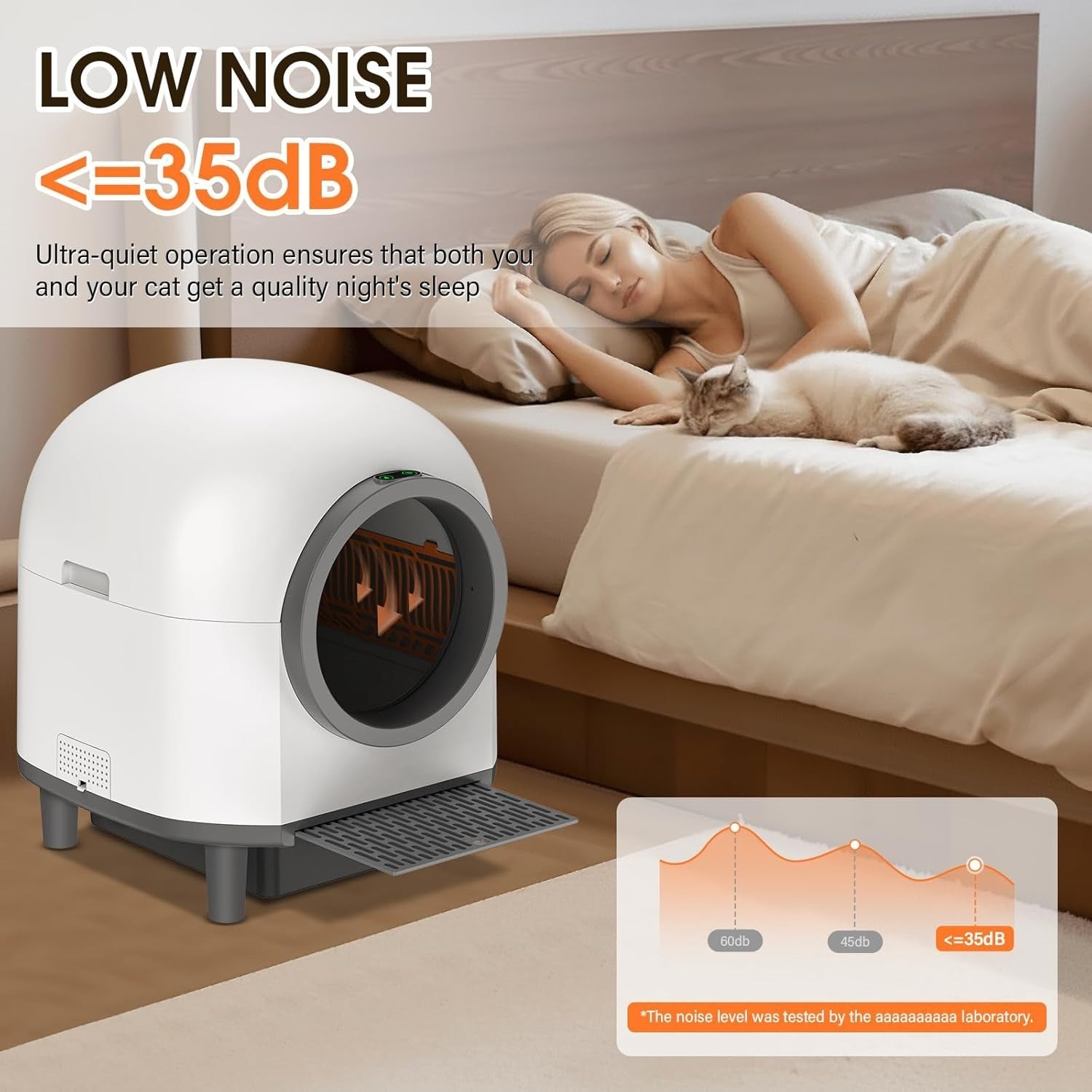 XXL Self Cleaning Cat Litter Box APP Control 80L Multi Cat Quiet
