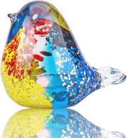 Handmade Blown Glass Bird Ornament Colourful Art Figurine Paperweight Decor