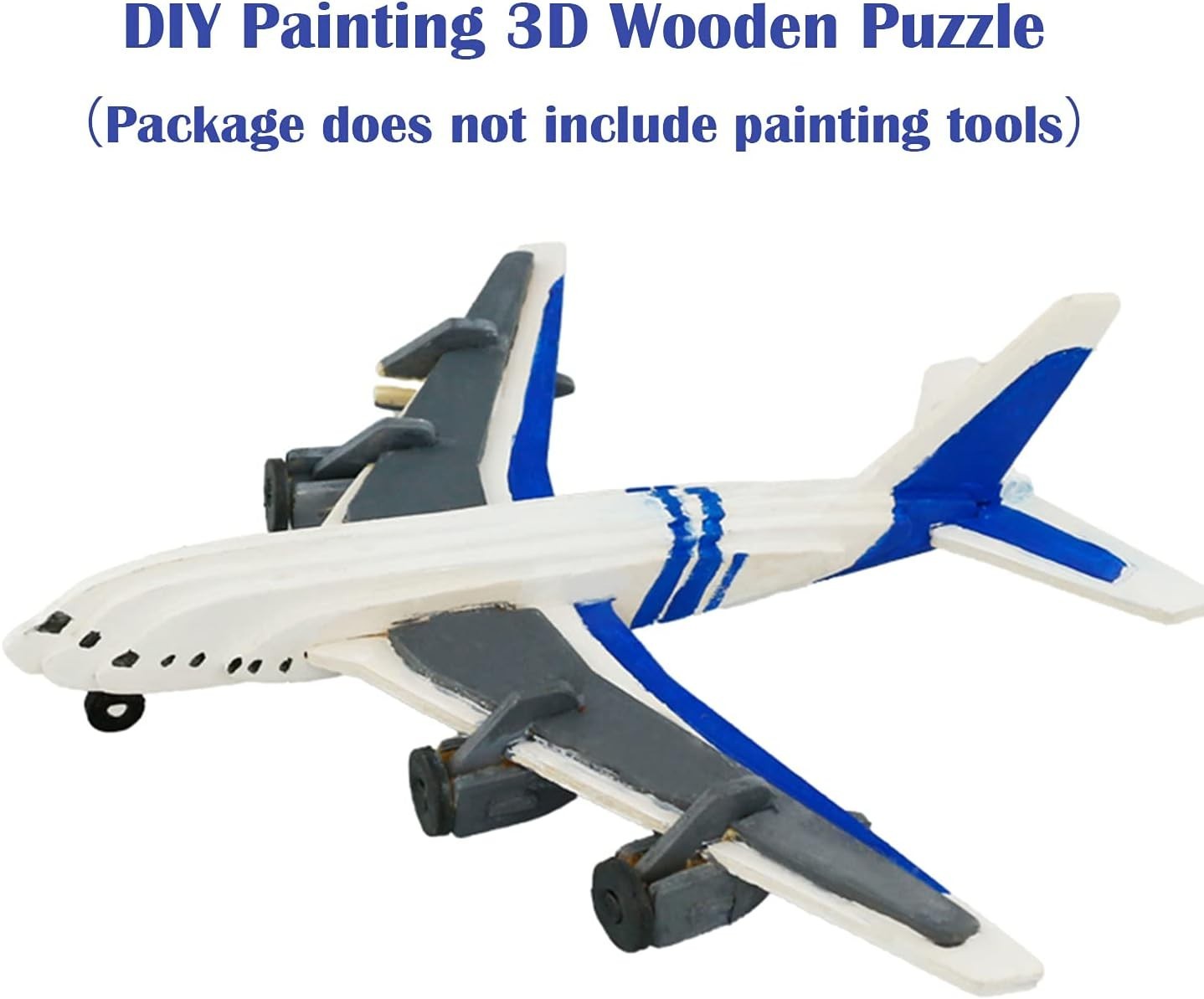 3D Wooden Kids Puzzle Model Kit – 3 Biplane, Helicopter & Airplane Toys
