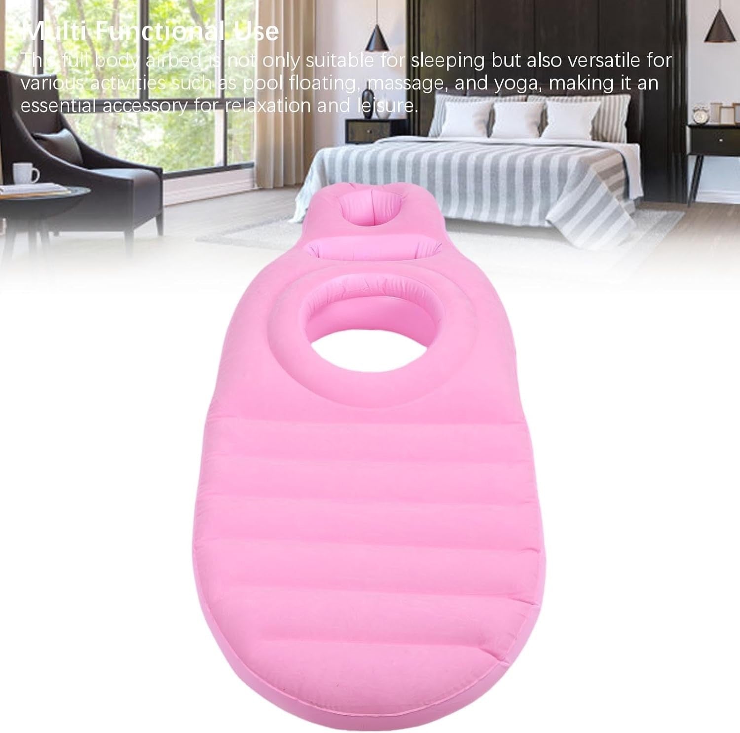Inflatable Pregnancy Pillow Full Body Maternity Air Bed Belly Hole Pink