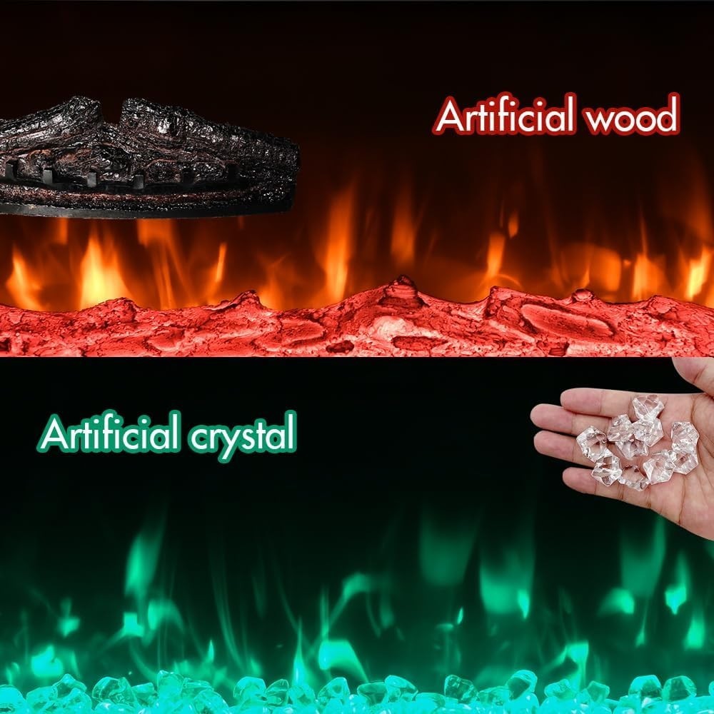 102cm Wall Mounted Electric Fireplace LED Fire 12 Flame Remote Heat