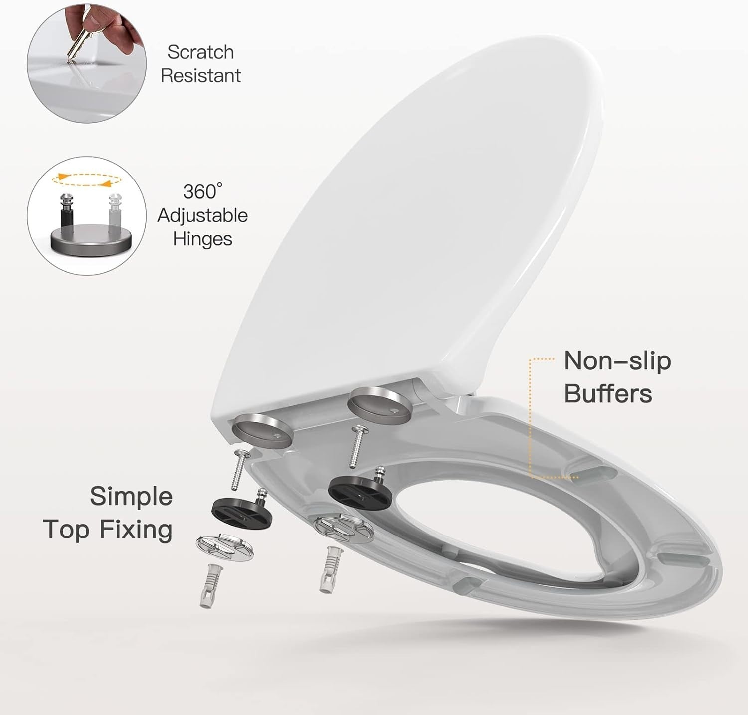 Family Toilet Seat Soft Close Removable Child Seat Quick Release Top Fix White