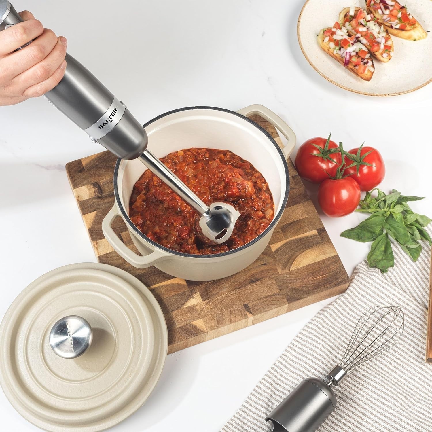 3-in-1 Hand Blender Set | Whisk, Food Processor & Chopper, 500ml Bowl