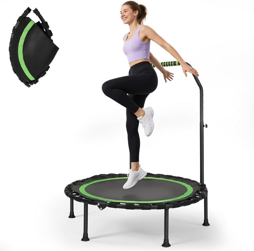 Quiet Folding Fitness Trampoline w Handle 5 Height Levels 150kg
