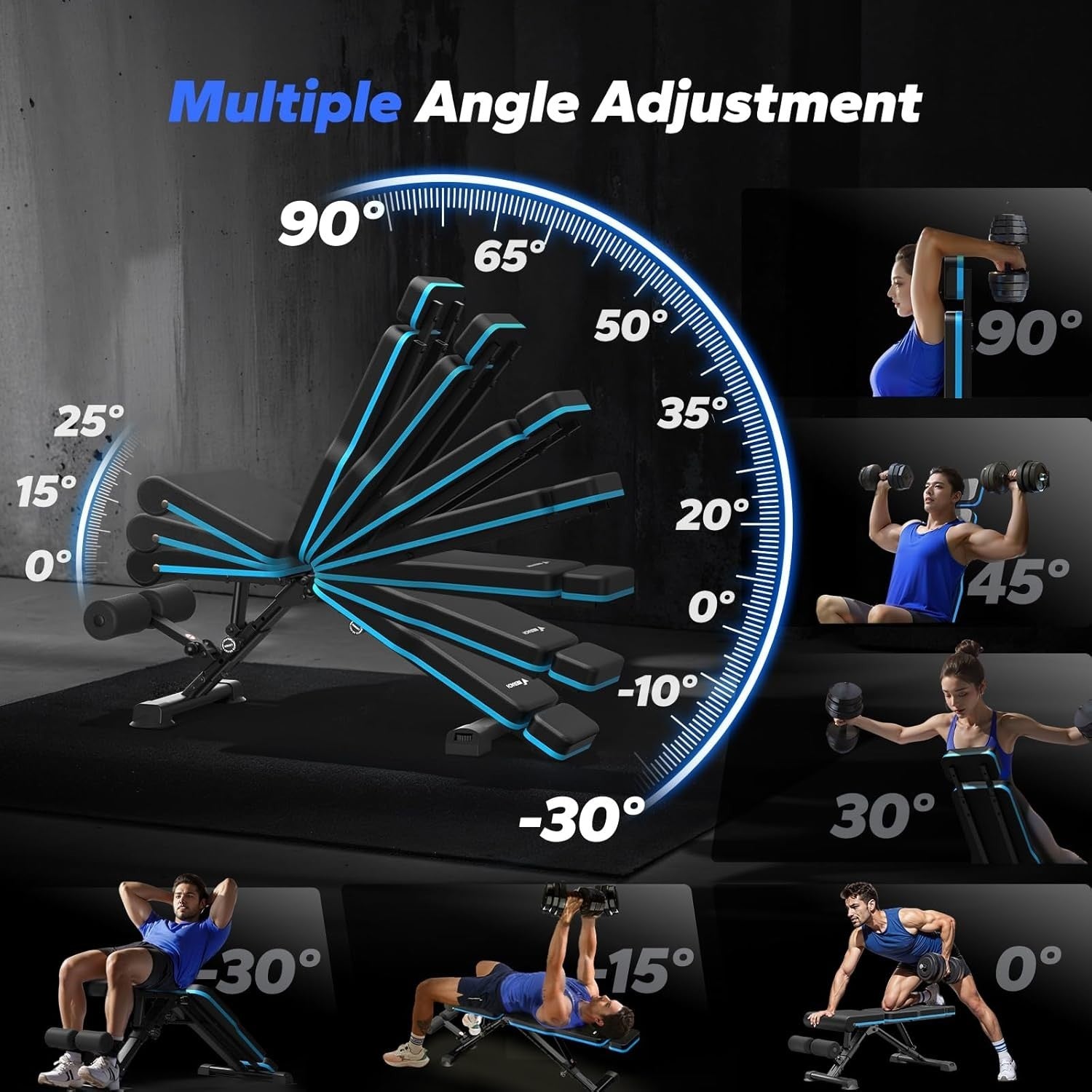 Foldable Adjustable Weight Bench 450kg Incline Flat Home Gym