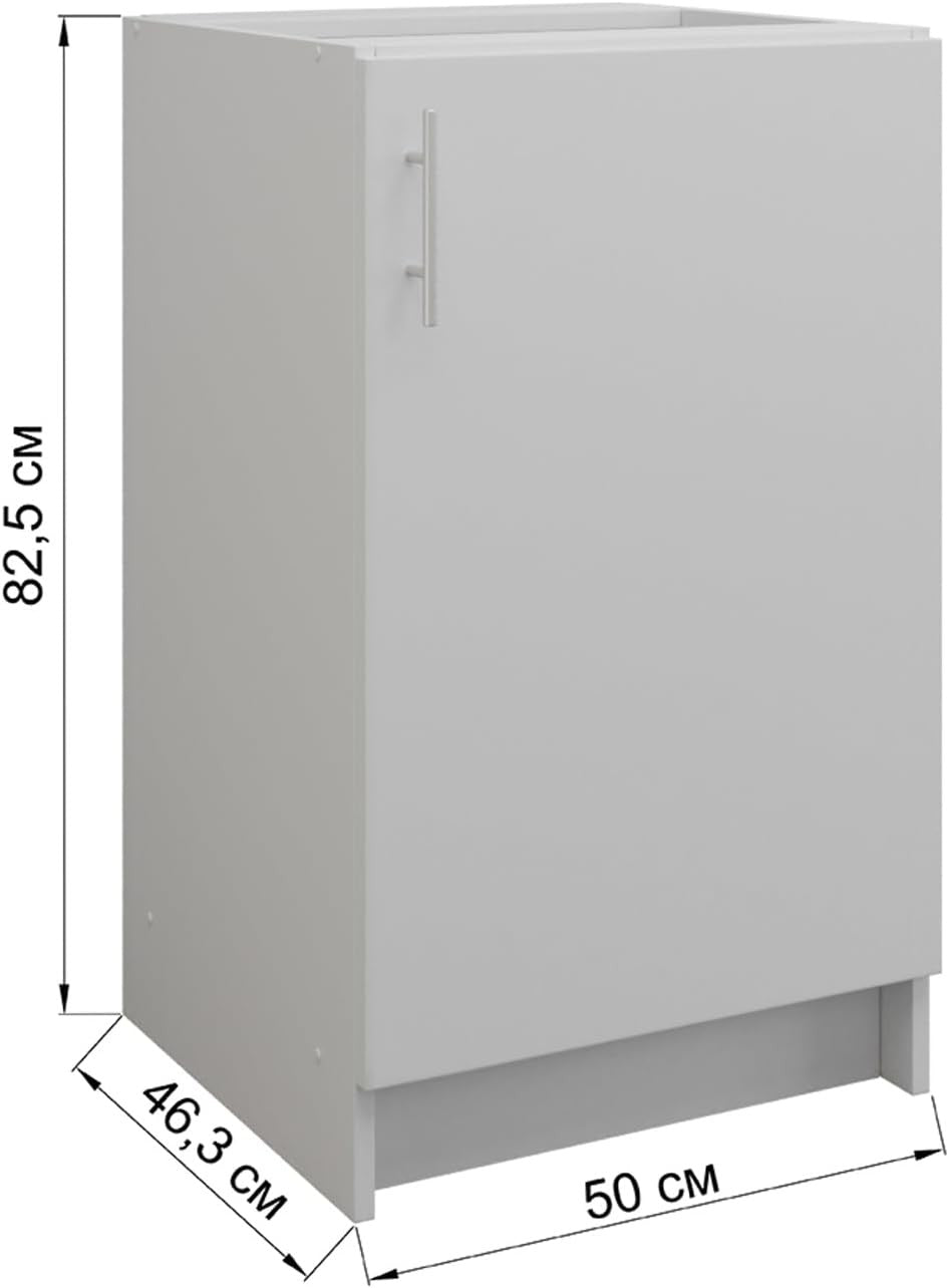 500mm White Matt Kitchen Base Cabinet Cupboard Storage Unit Modern