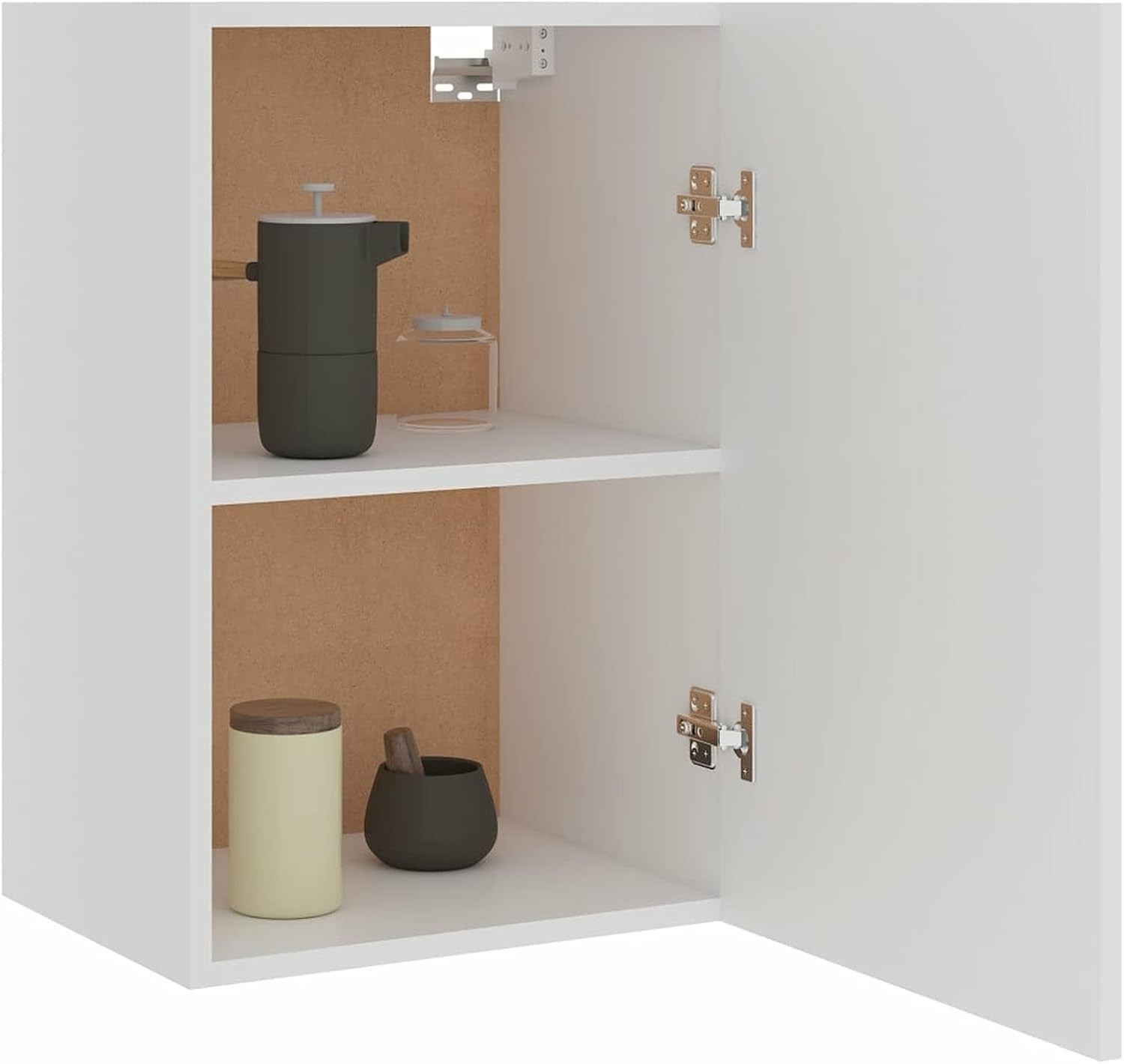 Space-Saving Lockable Wall Cabinet with Shelves, White Storage Unit