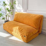 Orange 4 Fold Floor Sofa Bed Chair Washable Corduroy Lounger 75x240cm