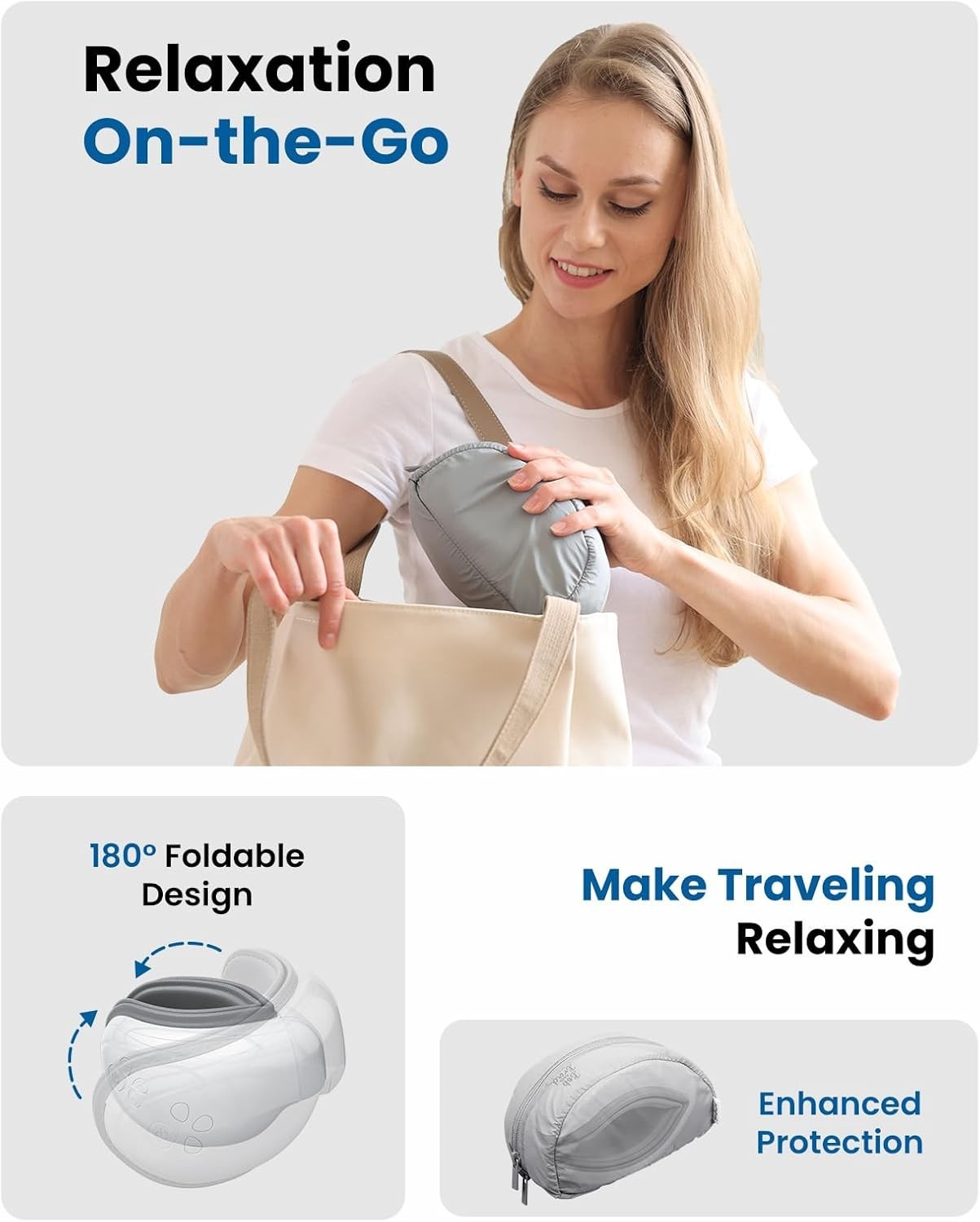 Eye Massager with Heat & Cooling Music Rechargeable Eye Mask