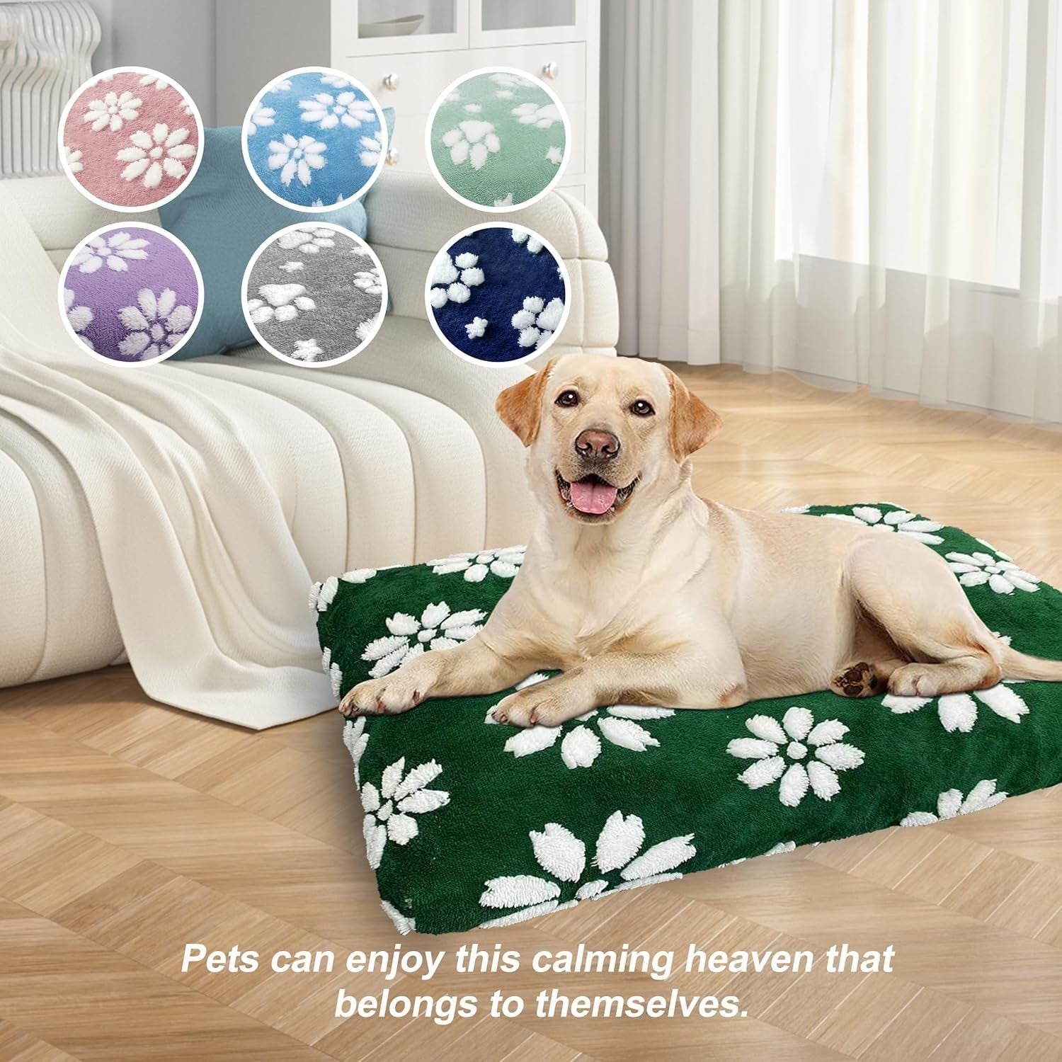 XL Dog Bed 104x71cm Washable Crate Mattress Green