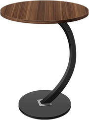 C-Shaped Round Side Table Small Wooden End Table 40x60cm Sofa Desk