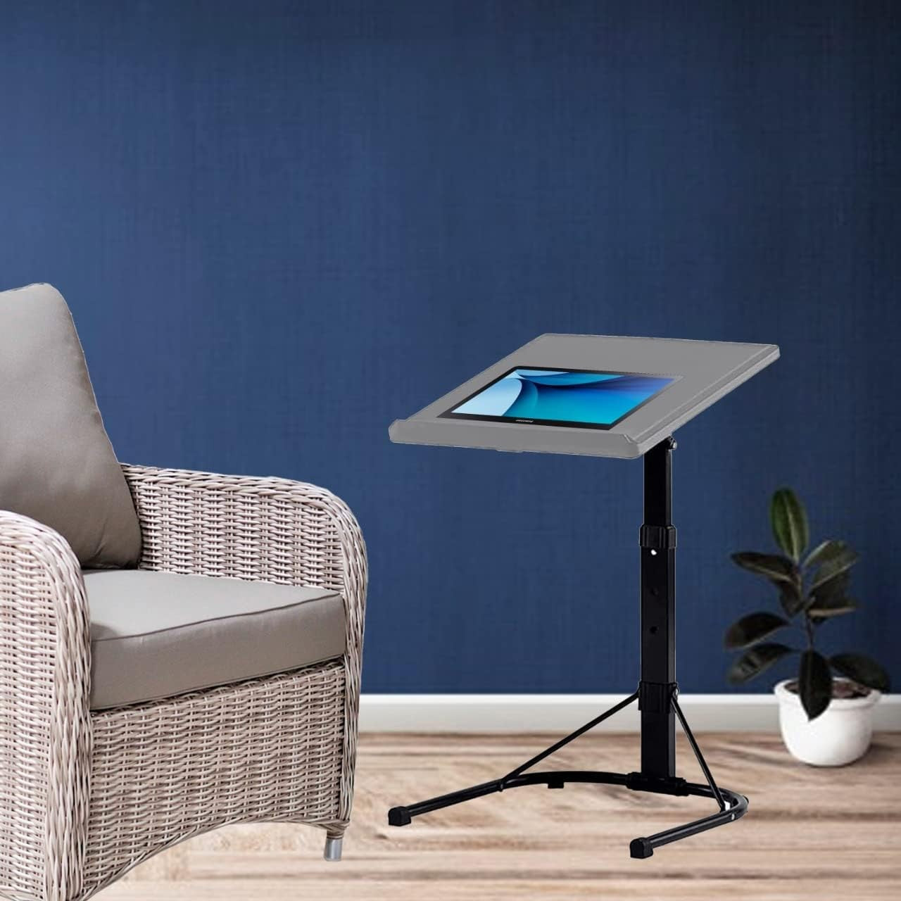 Grey Adjustable Overbed Table Tilting Laptop Tray Portable TV Stand