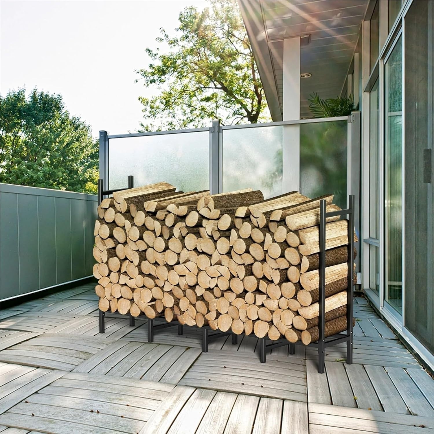 Heavy Duty Indoor Outdoor Firewood Rack - Spacious & Foldable Log Storage