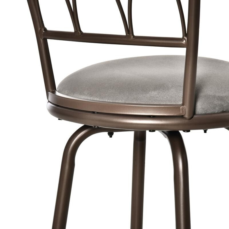 2x Swivel Bar Stools Bronze Suede Seat Kitchen Breakfast Chairs w/ Back