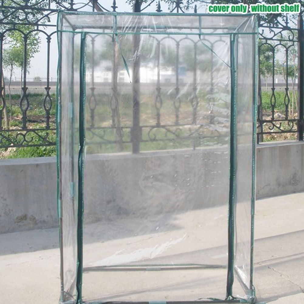 Clear PVC Greenhouse Cover with Roll-Up Door Weatherproof 150x100x50cm