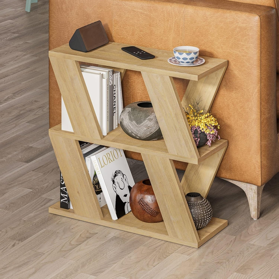 Slim 2 Tier Coffee Table with Magazine Rack | Space-Saving Oak End Table