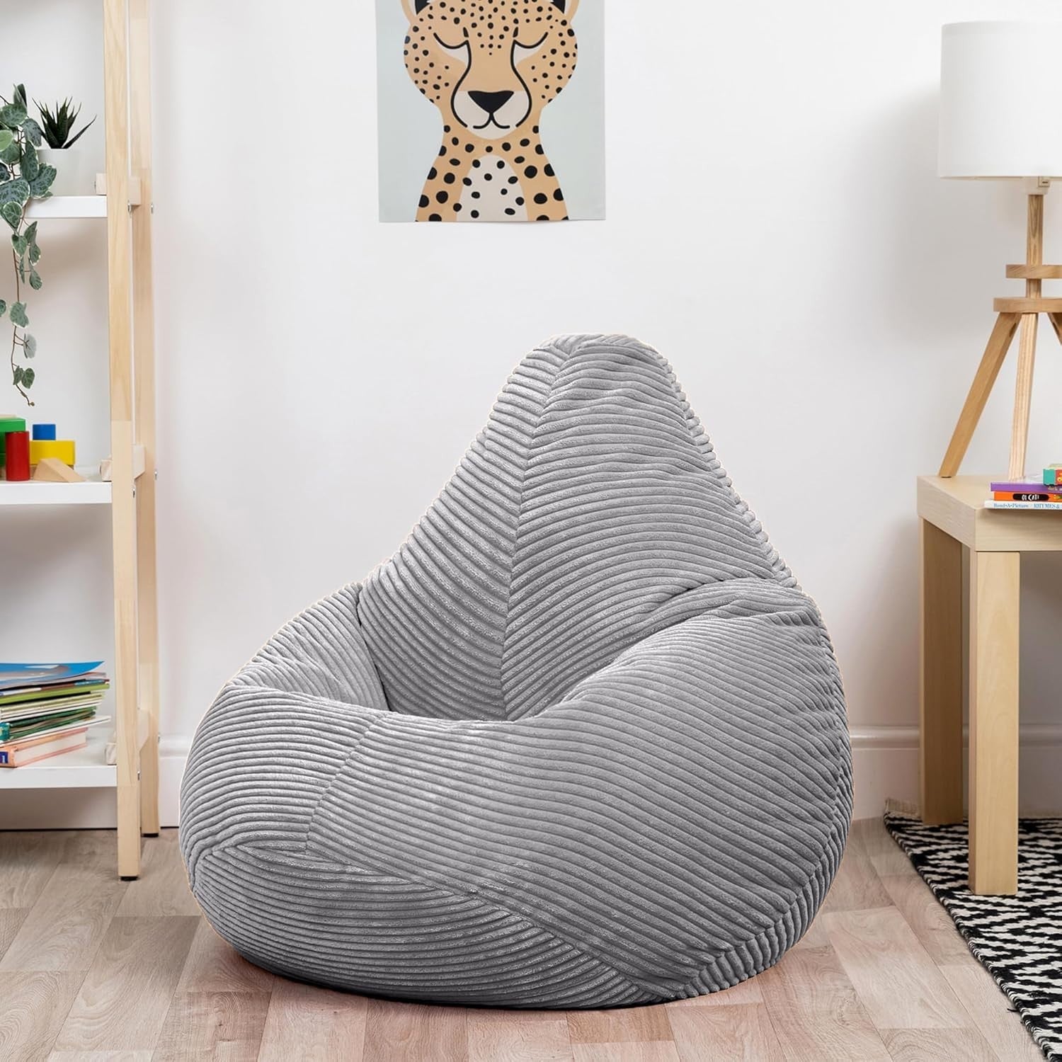 Grey Kids Bean Bag Chairs 2 Pack Soft Corduroy Lounge Chairs for Reading Gaming