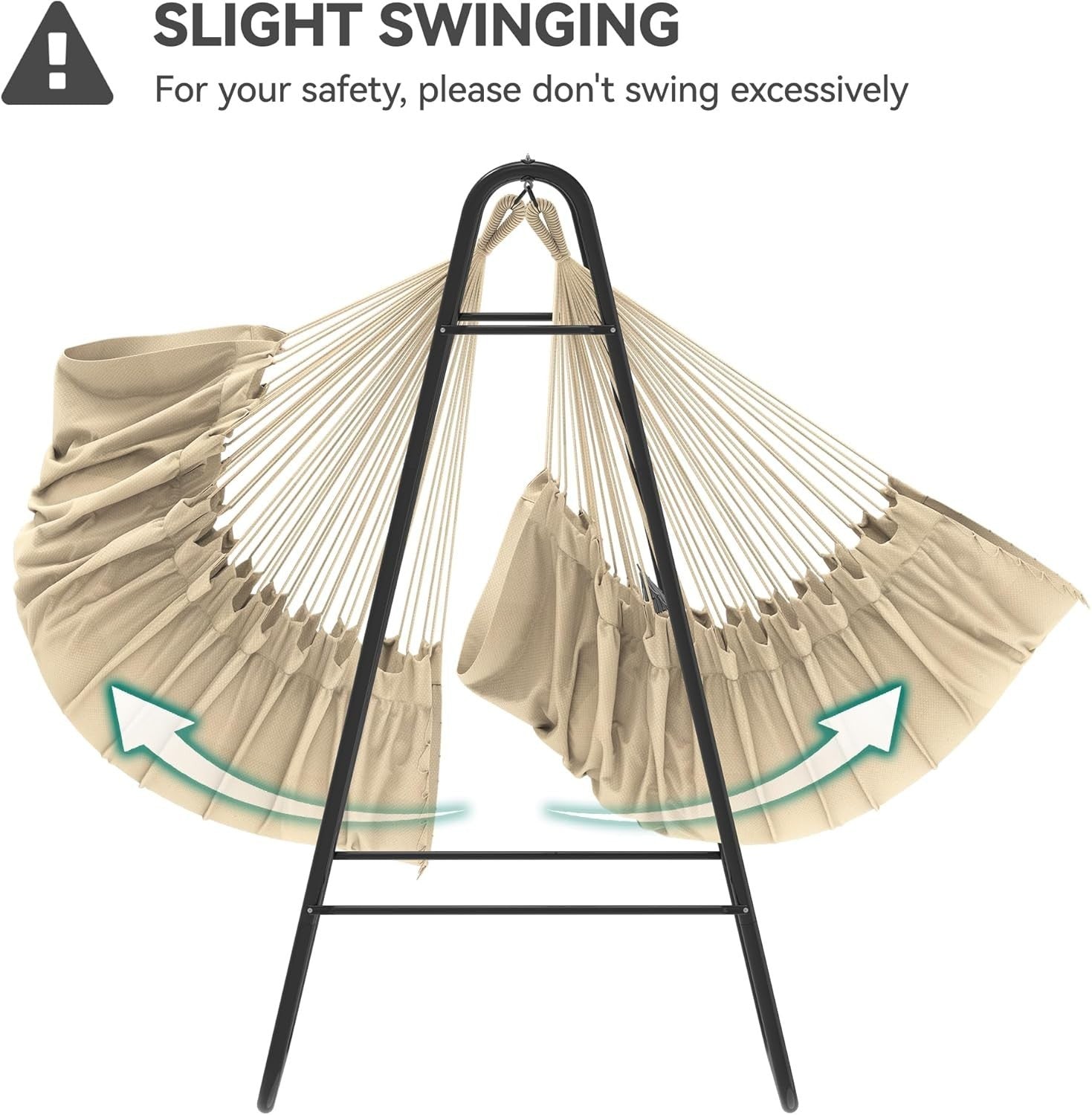Hammock Swing Chair with Steel Frame, Side Pocket, 150kg Load, Patio