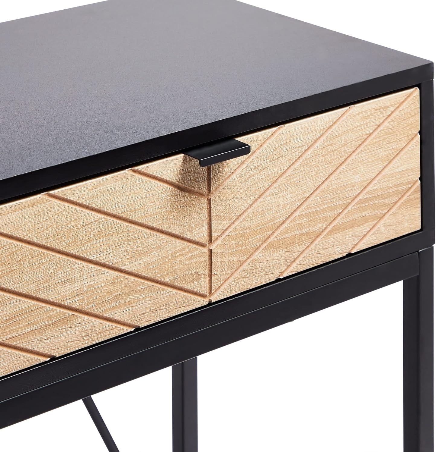 Modern Console Table w/ Drawers – Chevron Black Wood Hallway Storage