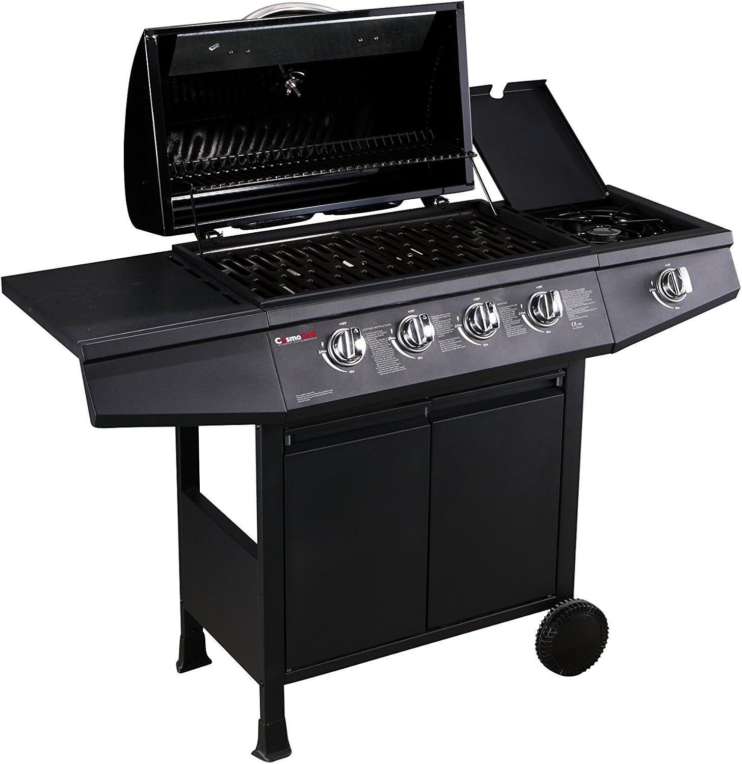 5 Burner Gas BBQ Grill with Side Burner & Storage – Large Outdoor Gas Barbecue