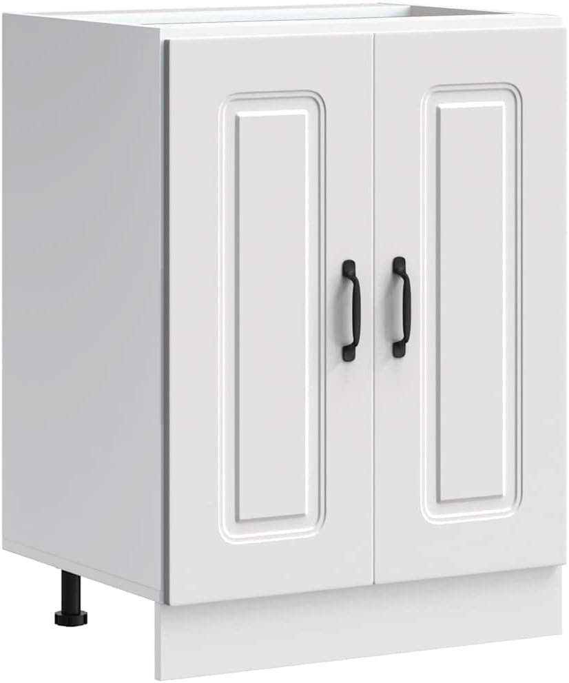 White Bathroom Vanity Cabinet 60cm Under Sink Storage Unit  Double Doors