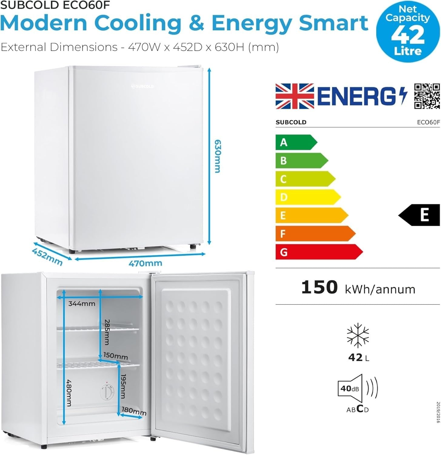 Mini Freezer 30L Compact Table Top 4-Star Adjustable Thermostat White