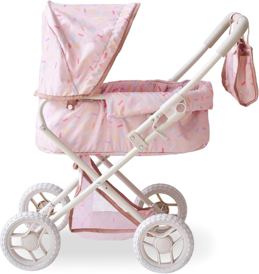 Pink Doll Pram 2-in-1 Stroller with Carry Bassinet Canopy Bag