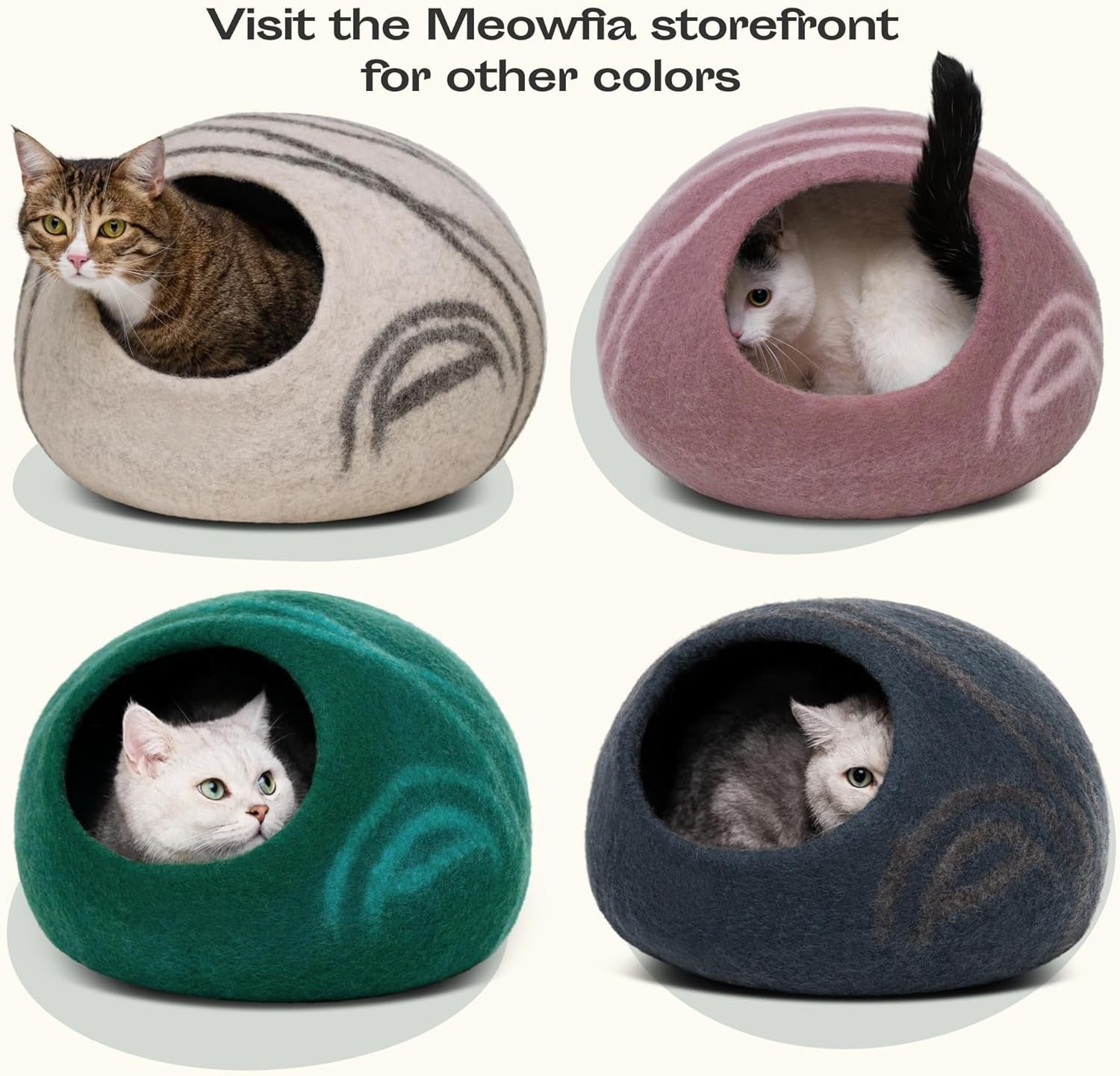 Handmade Merino Wool Cat Cave Bed Large Felt Cat House Cozy Hideout