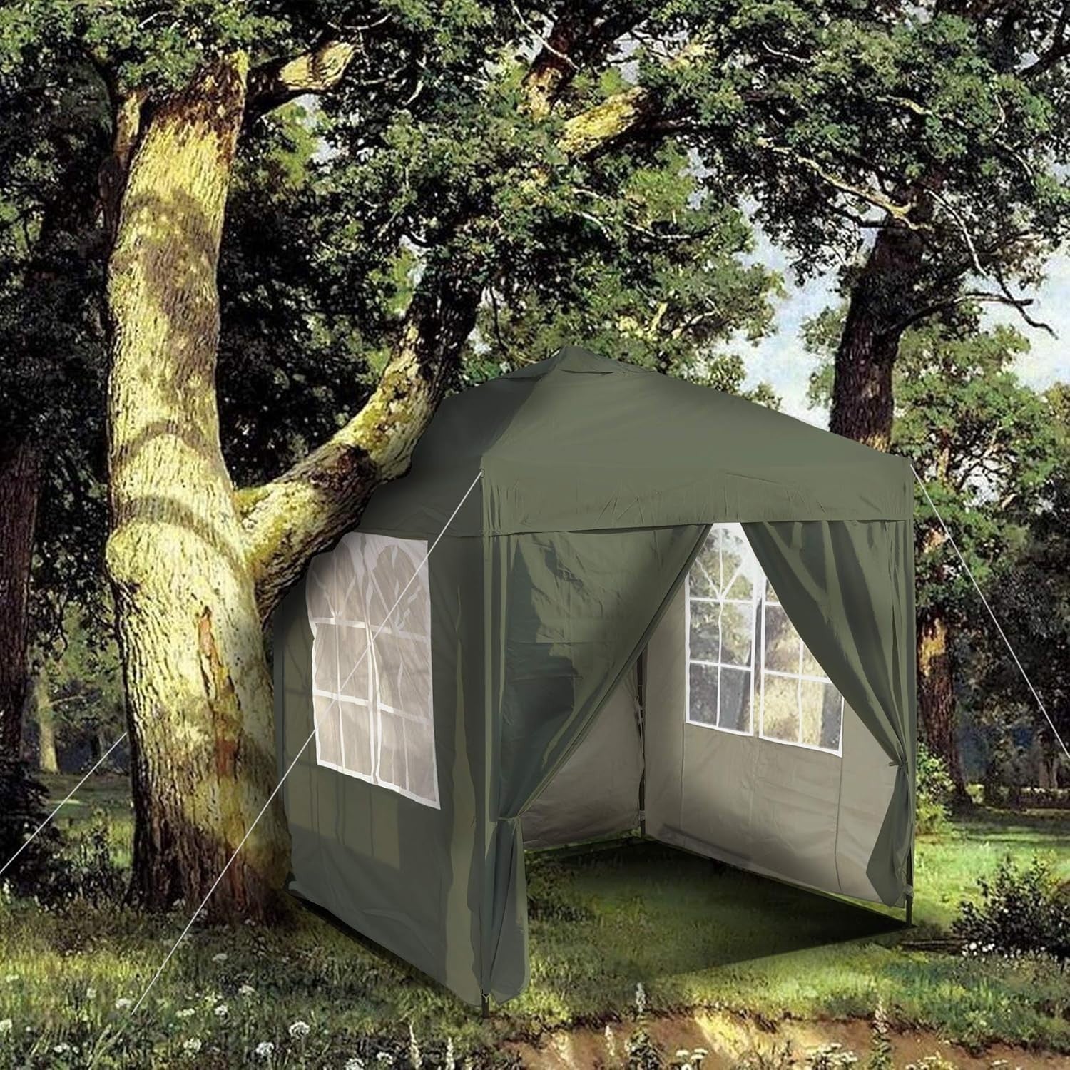 2x2M Green Pop Up Gazebo With Removable Sides Waterproof Outdoor Tent
