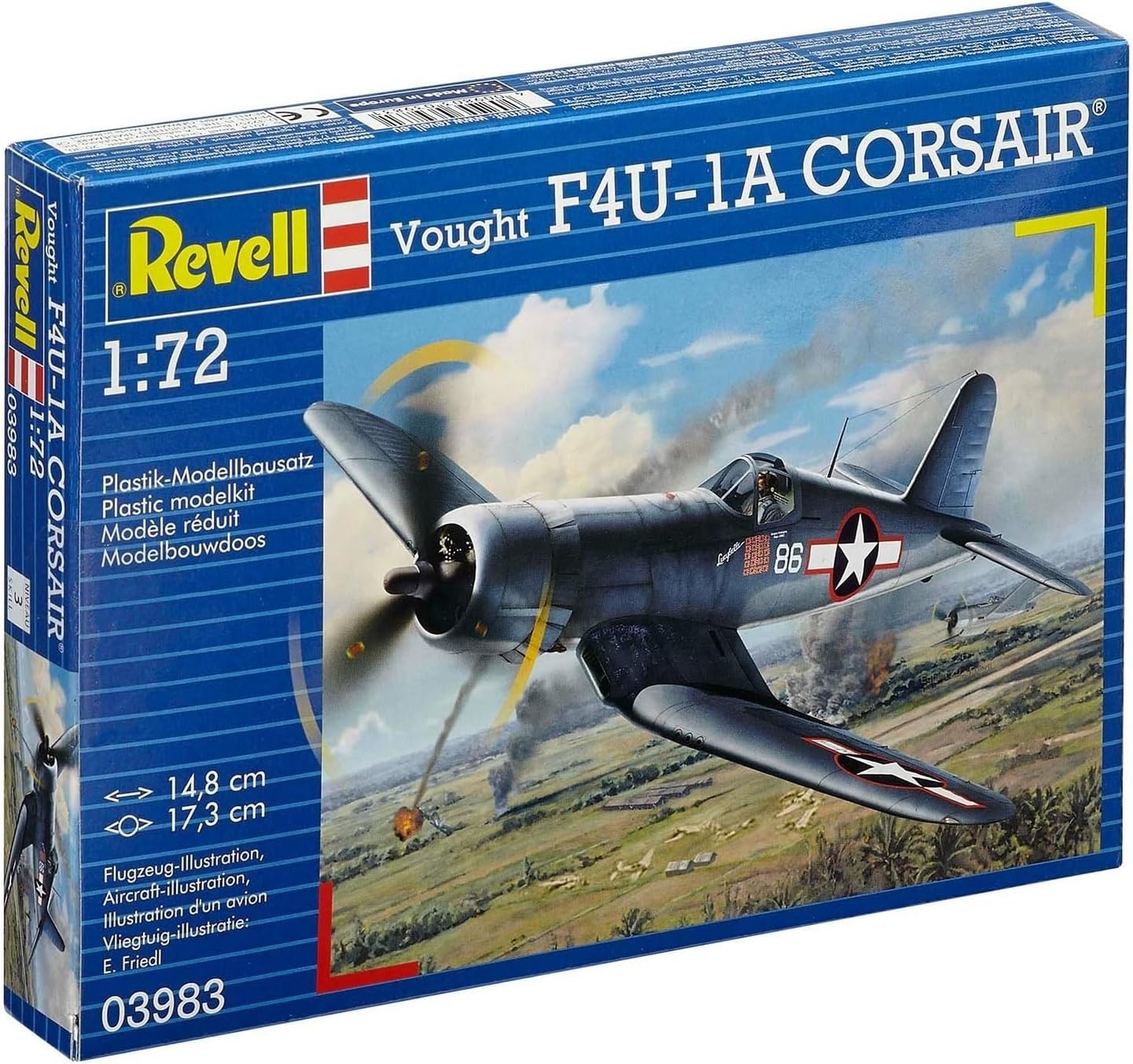 1:72 F4U-1D Corsair Fighter Jet Model Kit • Unpainted • 63-Piece Set
