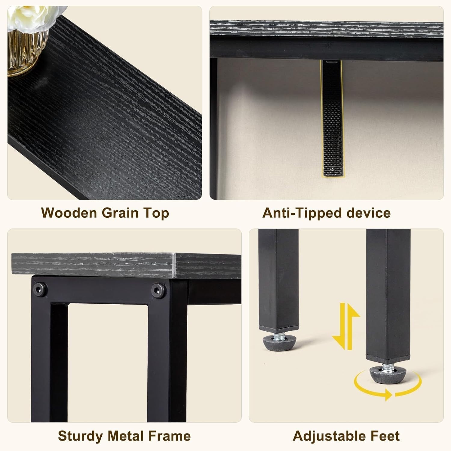 Slim Console Table with Power Outlets & USB, 15x100x79cm, Space-Saving