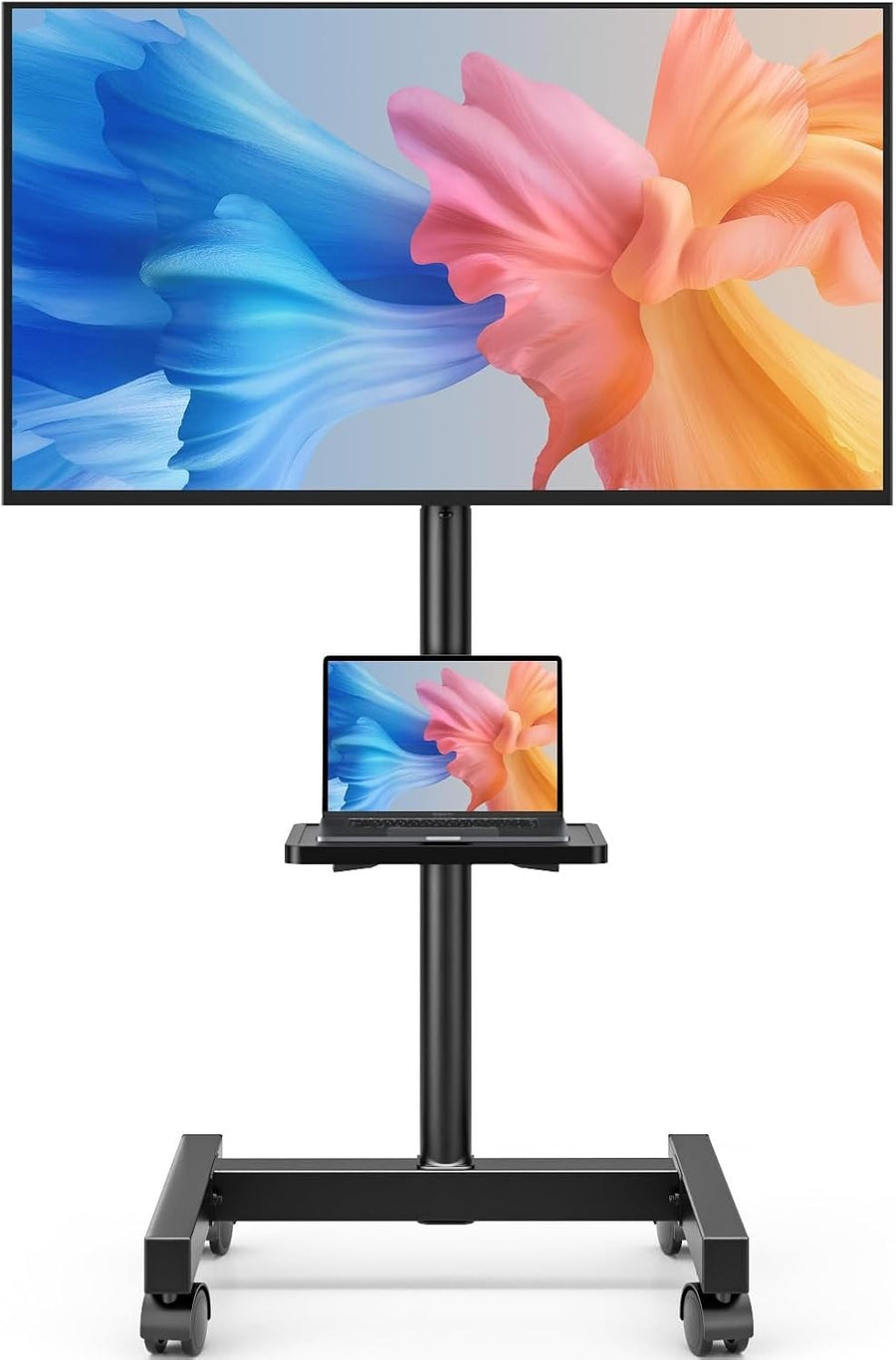 Adjustable Mobile TV Stand 13-50" with Tilt Swivel, Shelf & Wheels