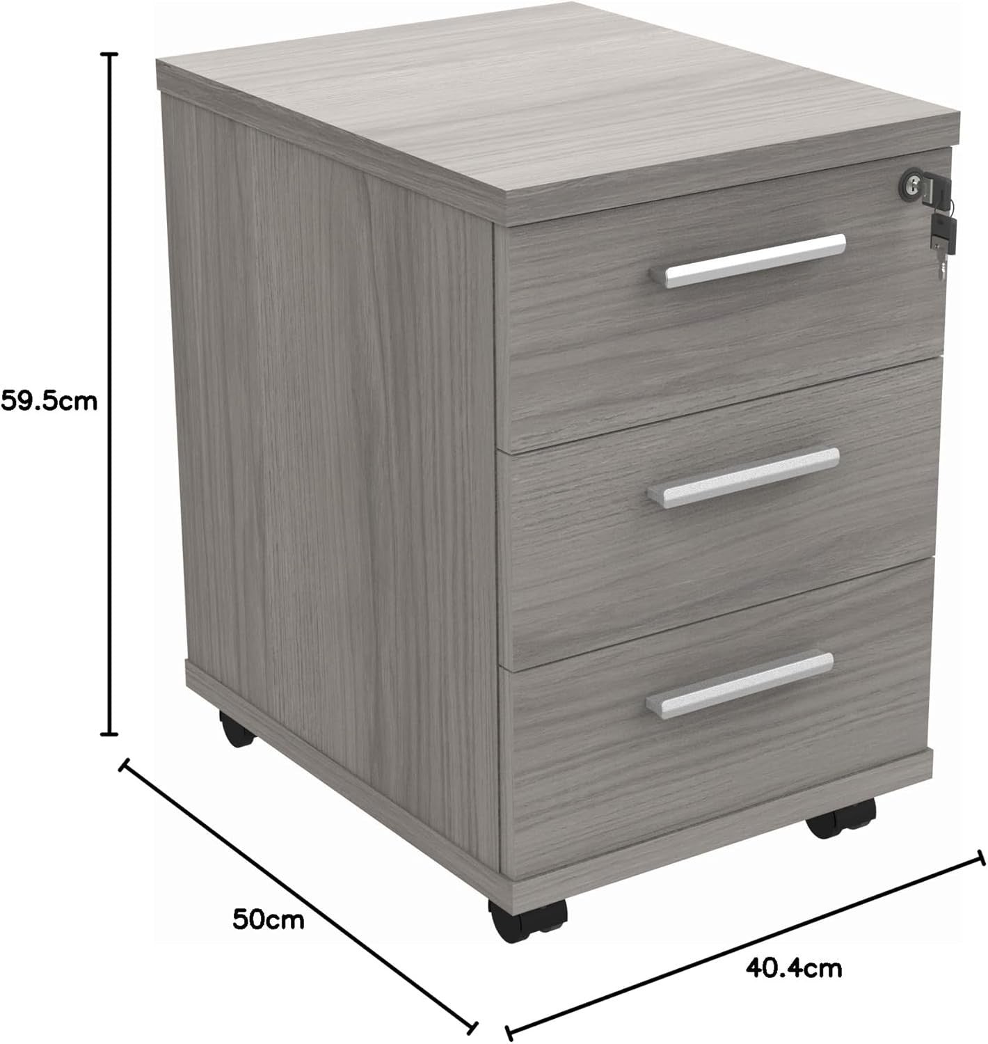 Heavy Duty Lockable 3 Drawer Mobile Office Storage Cabinet with Wheels