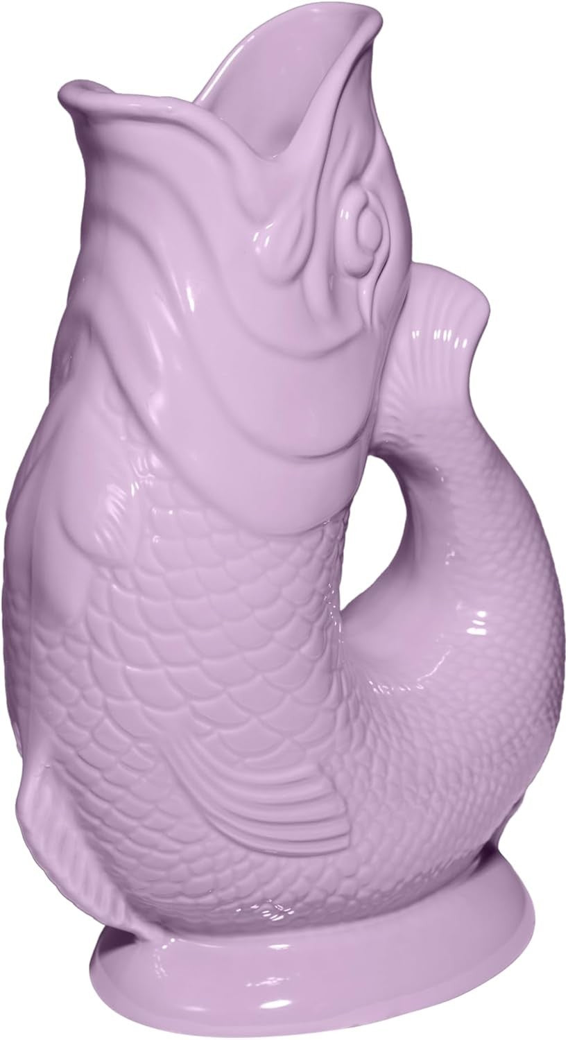 1.4L Lilac Gluggle Jug XL – Ceramic Fish Pitcher Water & Cocktail Decanter