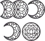 Moon Phase Wall Decor Wooden Boho 5-Piece Hanging Art