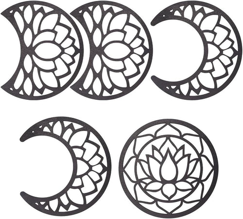 Moon Phase Wall Decor Wooden Boho 5-Piece Hanging Art
