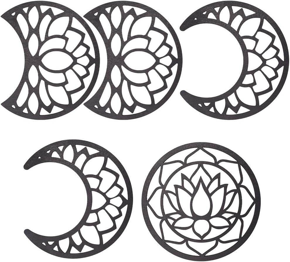 Moon Phase Wall Decor Wooden Boho 5-Piece Hanging Art