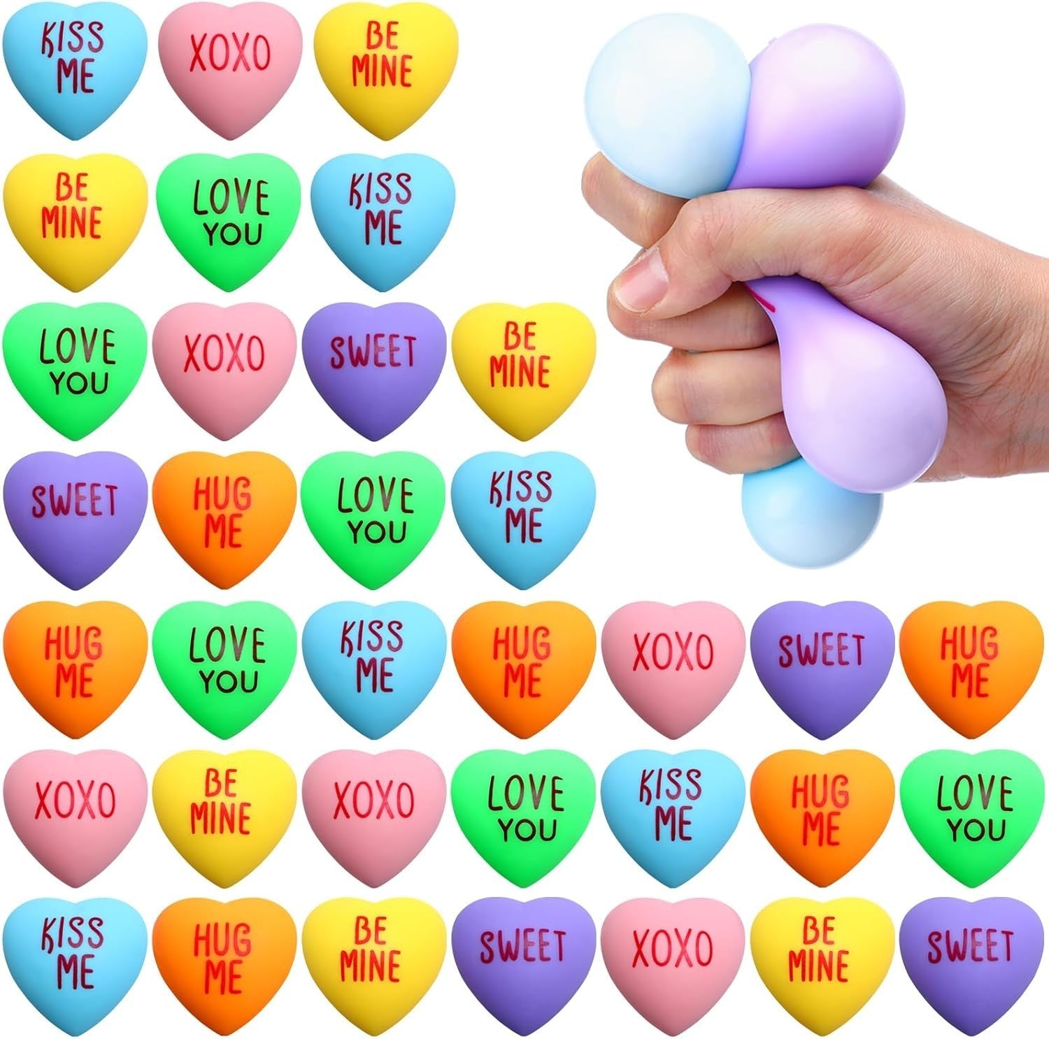 36 Pack Heart Stress Balls Mini Valentine Fidget Toys Stress Relief