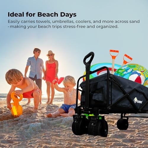 Heavy-Duty Foldable Utility Wagon Cart | 150KG All-Terrain Trolley Black