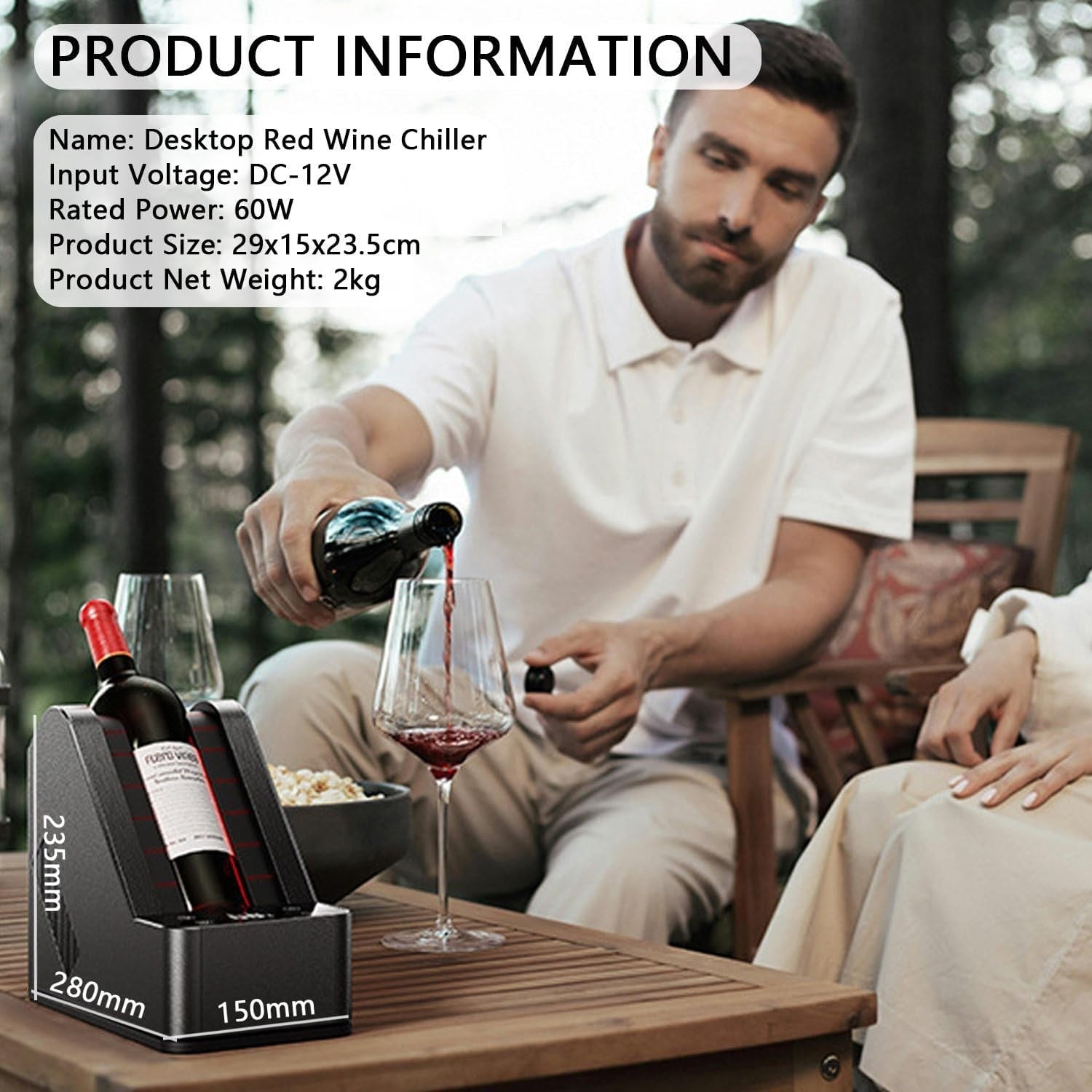 Electric Wine Chiller Single Bottle Cooler Digital Display Stainless Steel