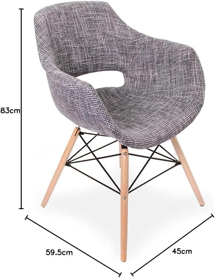 Dark Grey Fabric Armchair Round Tub Chair Wooden Legs