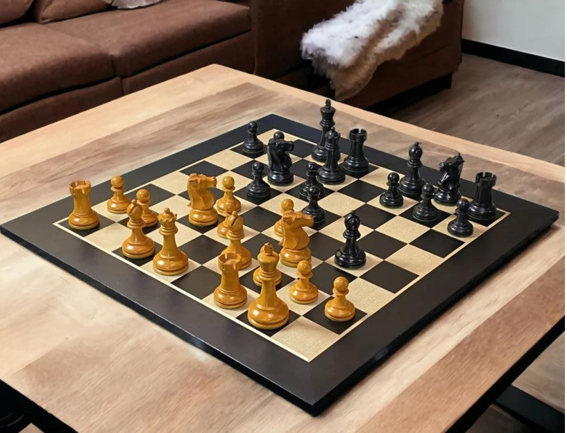 Luxury 20" Wooden Chess Set with Antique Pieces & Storage Vinyl Box