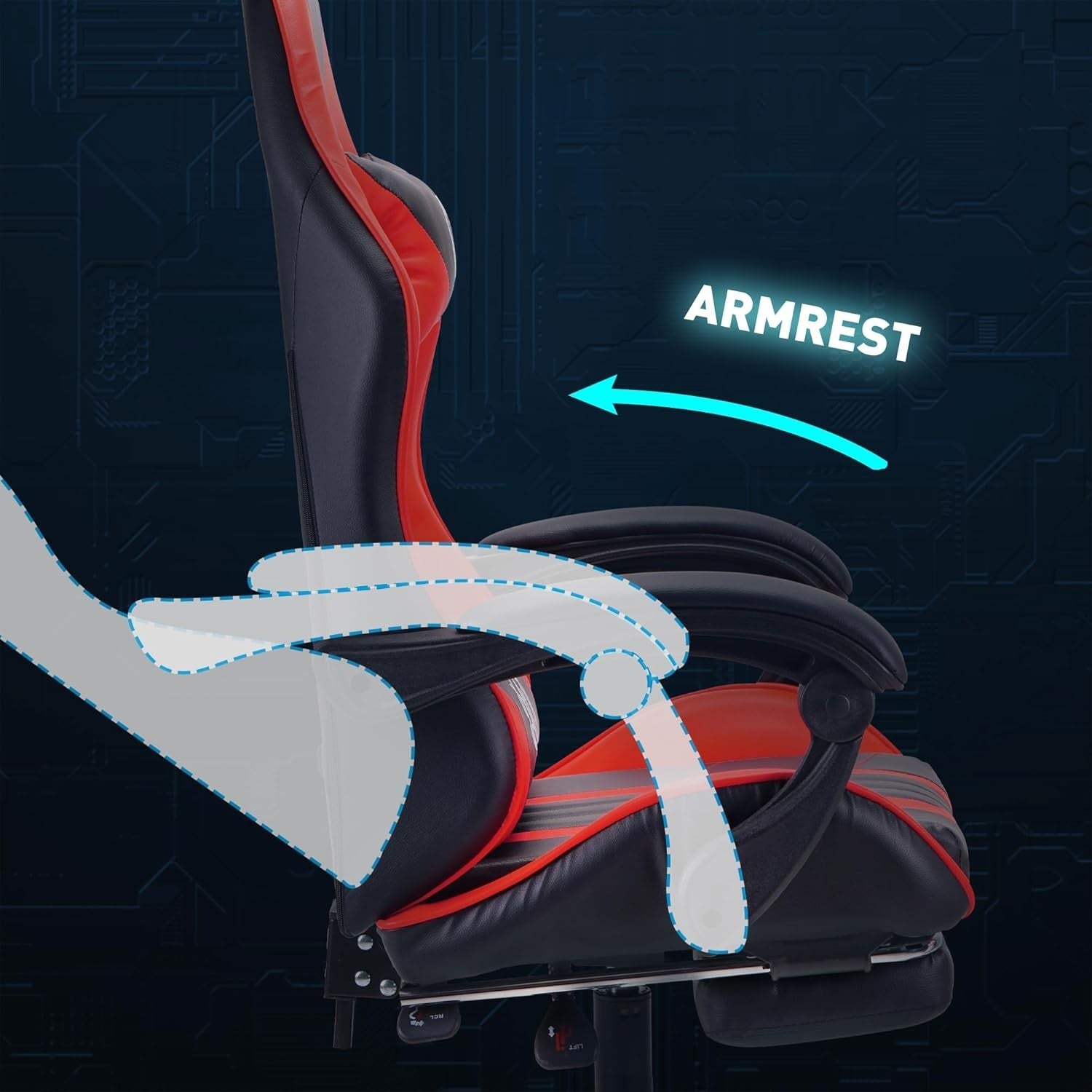 Ergonomic Red Gaming Chair Office Computer Racing Seat Adjustable Foot Rest New