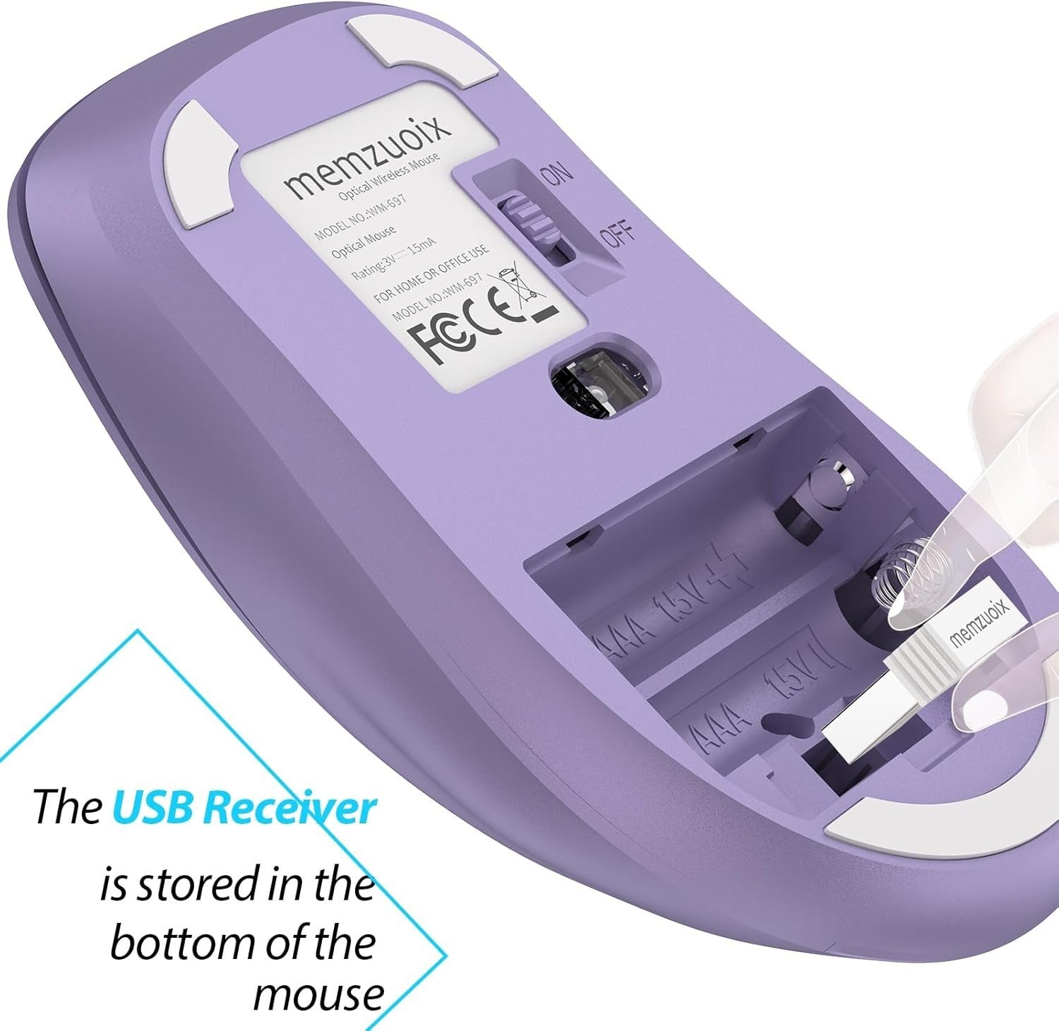 Ergonomic Wireless Mouse 1400 DPI USB 2.4G Portable Laptop Lilac
