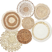 Boho Wall Baskets Set of 7 – Handmade Rattan Woven Decor