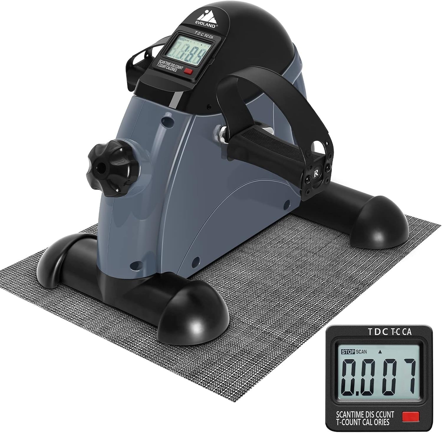 Mini Under Desk Pedal Exerciser with Handle LCD Quiet Resistance