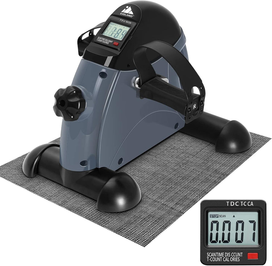 Mini Under Desk Pedal Exerciser with Handle LCD Quiet Resistance