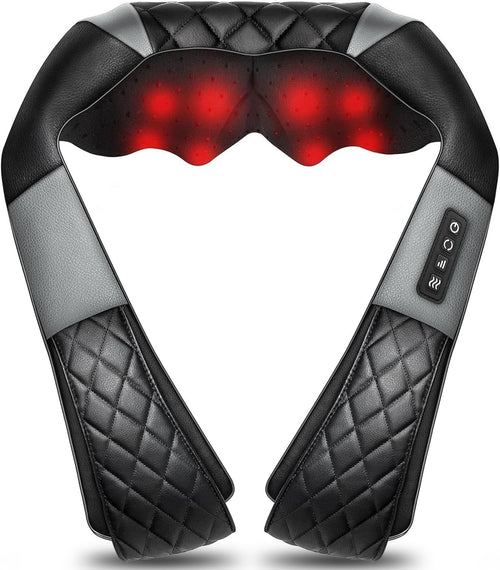 Heated Shiatsu Neck & Shoulder Massager Deep Tissue Kneading for Back Pain